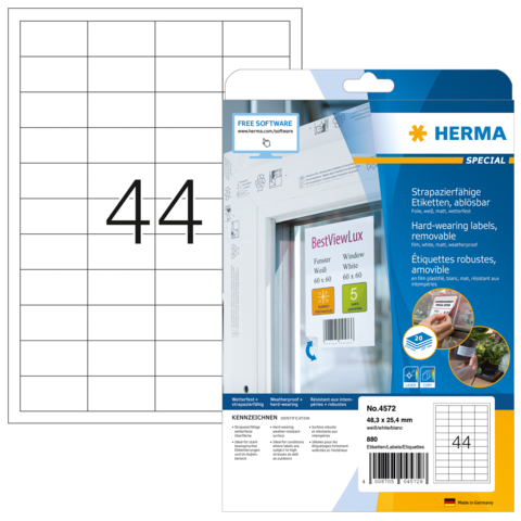 HERMA 4572 etiket Verwijderbaar Wit 880 stuk(s)