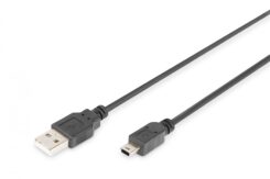 Digitus DB-300130-010-S USB-kabel USB 2.0 1 m USB A Mini-USB B Zwart