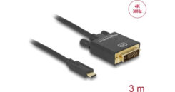 DeLOCK 3m, USB-C/DVI 24+1 USB grafische adapter 3840 x 2160 Pixels Zwart