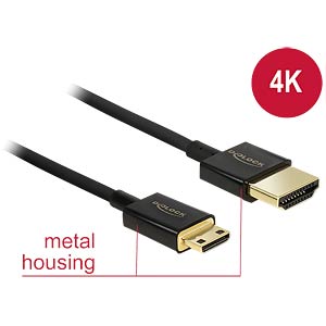 DELOCK HDMI-Kabel HighSpeed Ethernet A->MiniC 4K/3D 0,25m
