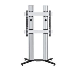 MODE-AL - Premium Freestanding Single Screen Twin Column UC Stand -(VESA 900 x 800) - 2m Black & Silver