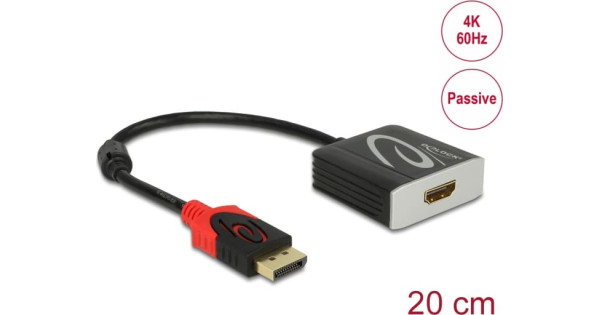 DeLOCK 0.2m, Displayport/HDMI 0,2 m Zwart