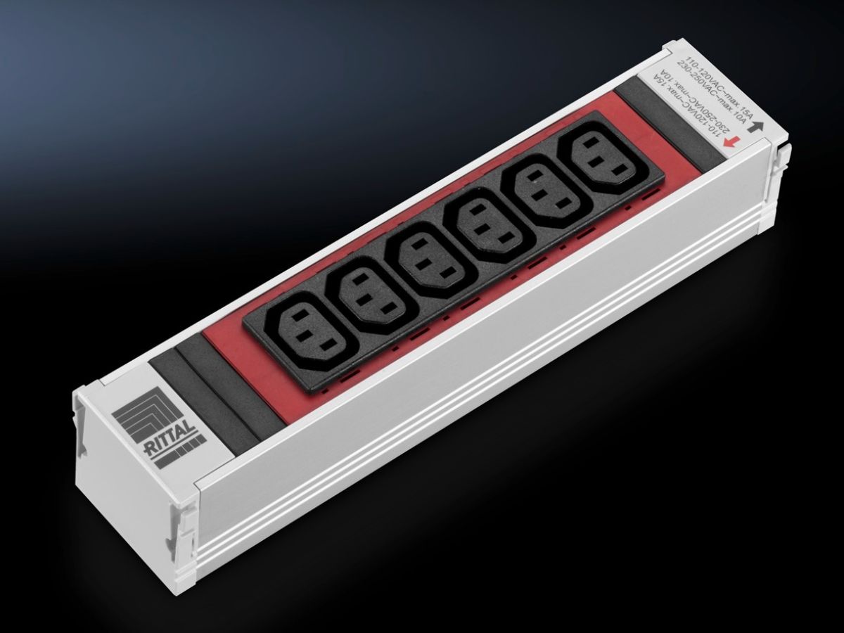 Rittal DK 7856.082 power uitbreiding 6 AC-uitgang(en) Binnen Aluminium, Rood
