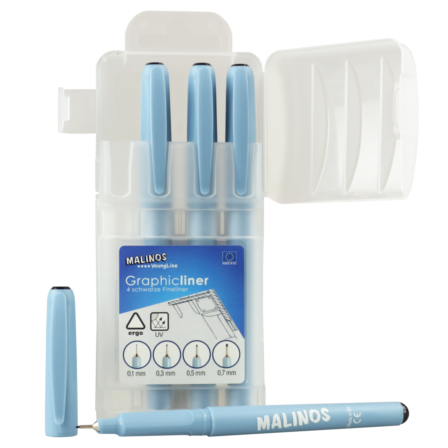Malinos Graphic Liner fijnschrijver Fijn Zwart 4 stuk(s)