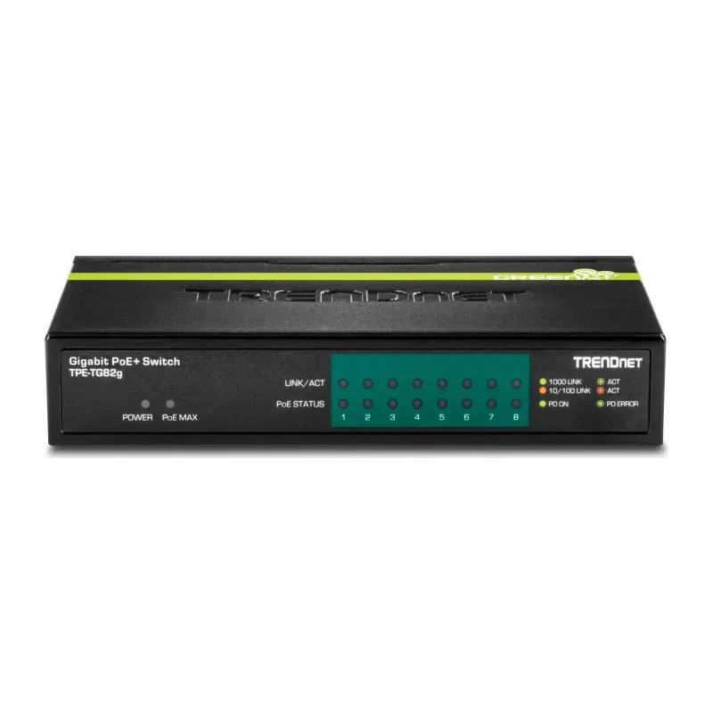 Trendnet TPE-TG82G netwerk-switch Unmanaged Gigabit Ethernet (10/100/1000) Power over Ethernet (PoE) Zwart
