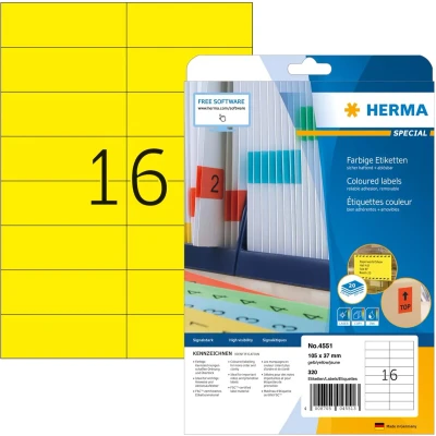 HERMA 4551 etiket Rechthoek Geel 320 stuk(s)