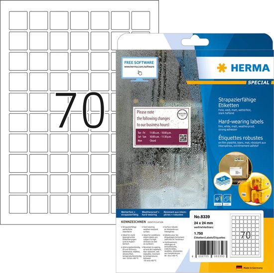 HERMA 8339 printeretiket Wit Zelfklevend printerlabel