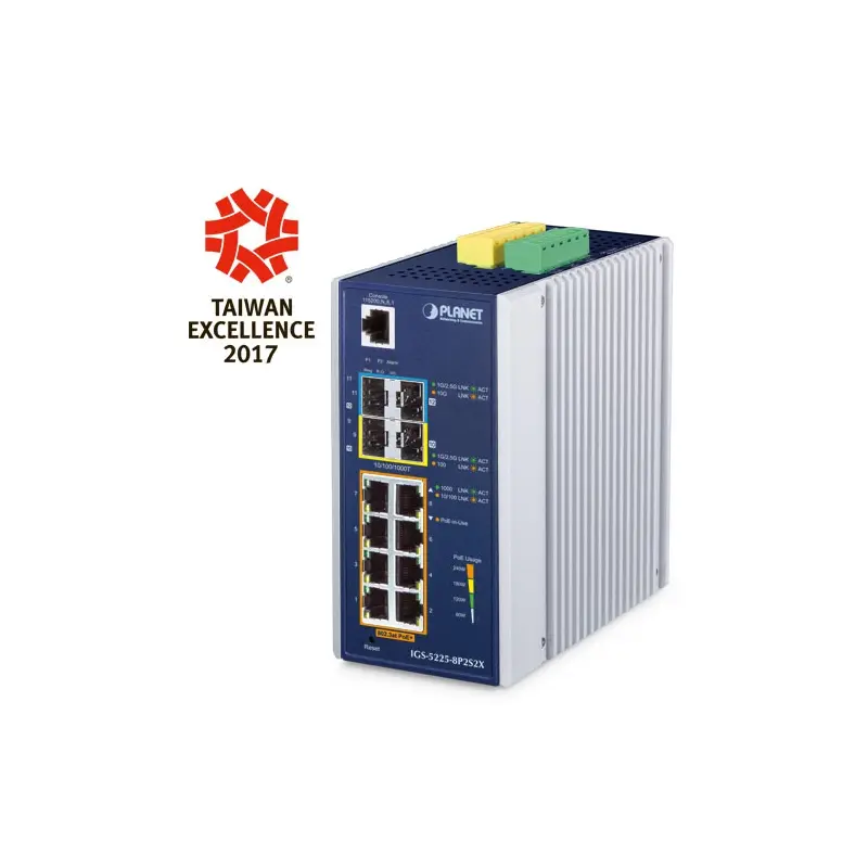 PLANET IGS-5225-8P2S2X netwerk-switch Managed L3 Gigabit Ethernet (10/100/1000) Power over Ethernet (PoE) Blauw, Zilver