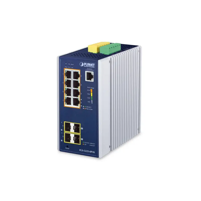 PLANET IGS-5225-8P4S netwerk-switch Managed L2+ Gigabit Ethernet (10/100/1000) Power over Ethernet (PoE) Blauw, Zilver