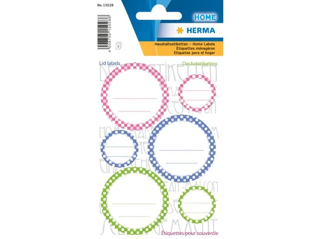HERMA 15028 etiket Cirkel Permanent Meerkleurig 18 stuk(s)
