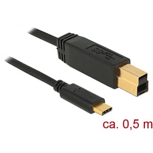 DeLOCK 83674 USB-kabel USB 3.2 Gen 2 (3.1 Gen 2) 0,5 m USB C USB B Zwart