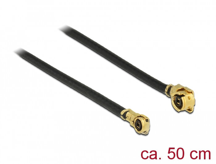 DeLOCK 89651 coax-kabel 1.13 0,5 m MHF (I-PEX) MHF IV/ HSC MXHP32 Zwart, Goud