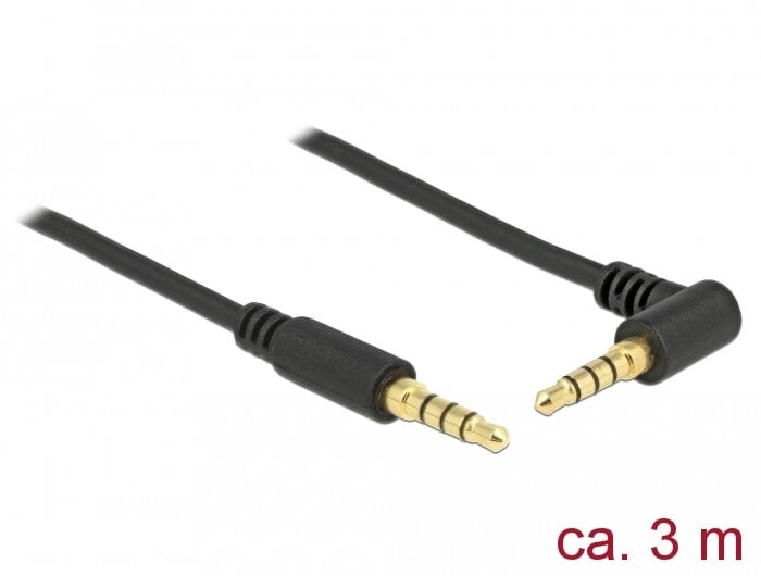 DELOCK Klinkenkabel 3.5mm 4Pin-St > St gewinkelt 3.0m zwart