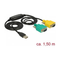 DeLOCK 63466 seriële kabel Zwart, Groen, Geel 1,5 m USB Type-A DB-9