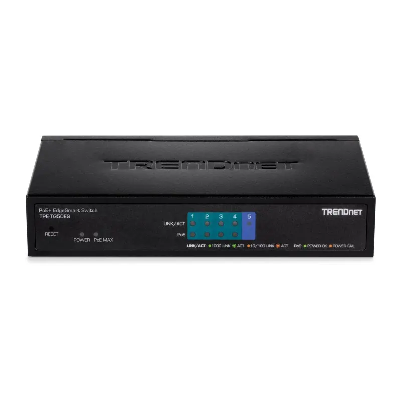 Trendnet TPE-TG50ES netwerk-switch Managed Gigabit Ethernet (10/100/1000) Power over Ethernet (PoE) Zwart
