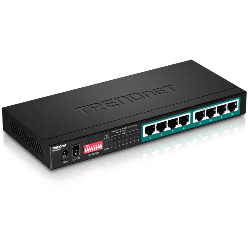 Trendnet TPE-LG80 netwerk-switch Unmanaged Gigabit Ethernet (10/100/1000) Power over Ethernet (PoE) Zwart