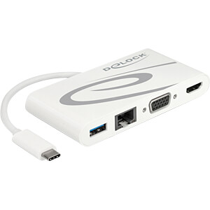 DeLOCK 87731 laptop dock & poortreplicator USB 3.2 Gen 1 (3.1 Gen 1) Type-C Grijs, Wit