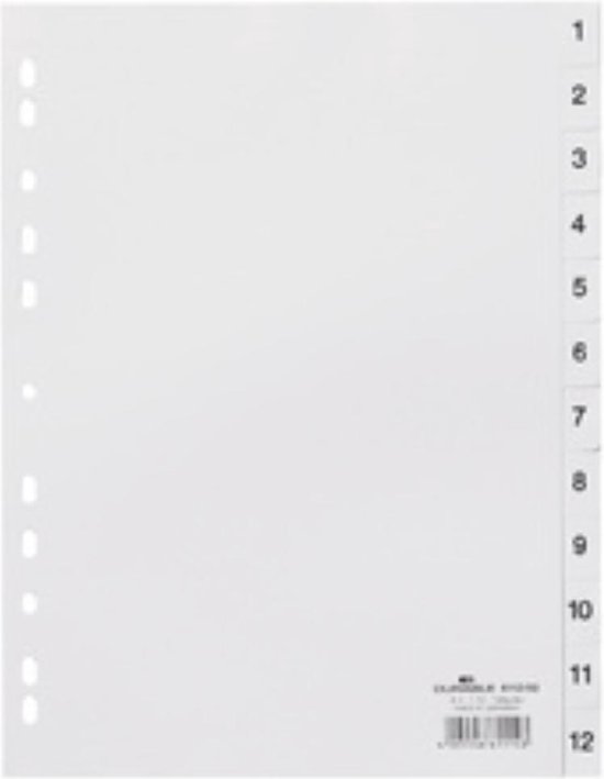 Durable 6112 Numerieke tabbladindex Polypropyleen (PP) Wit