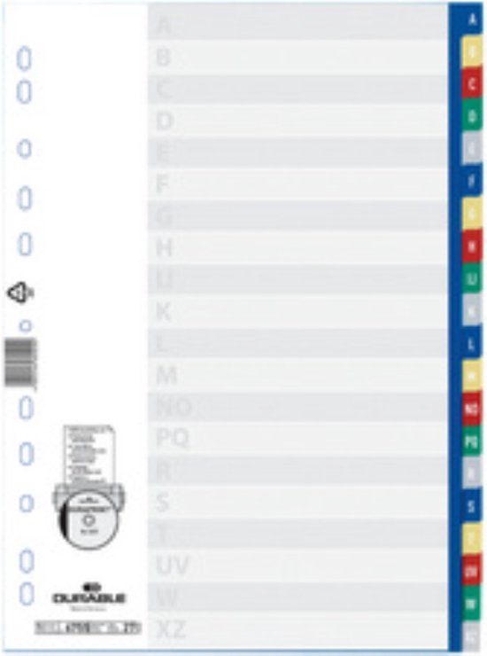 Tabbladen met bedrukte en gekleurde tabs A-Z