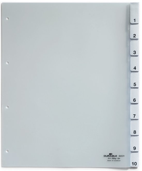 Durable 6820 Numerieke tabbladindex Polypropyleen (PP) Transparant