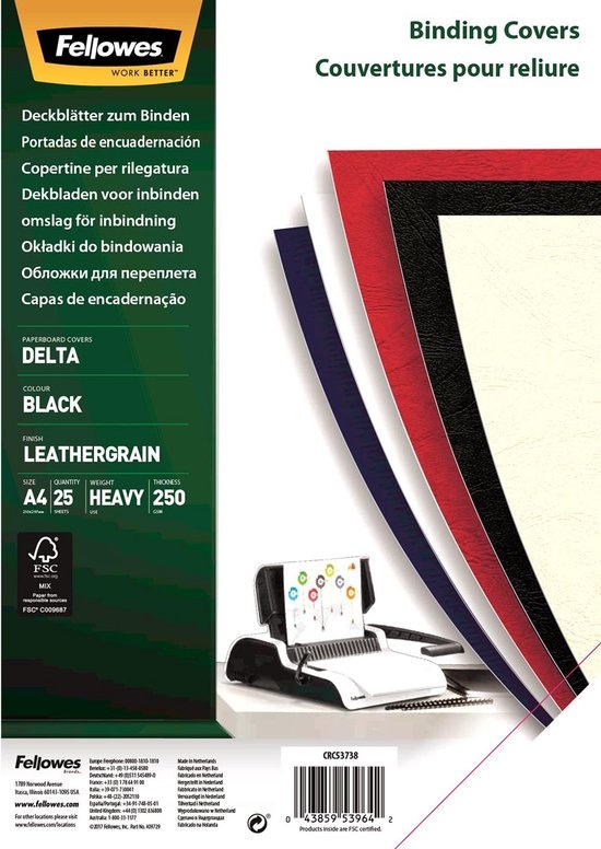 Dekbladen leatherlook FSC - zwart A4