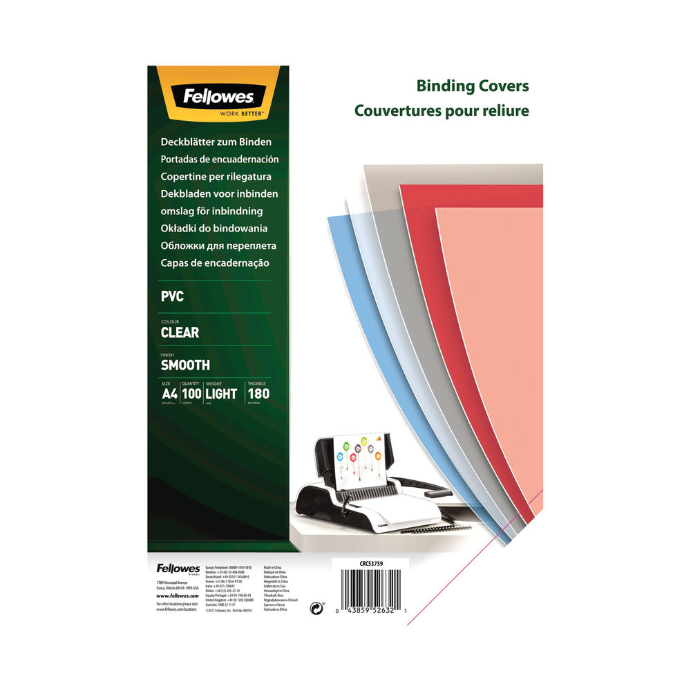 Fellowes 5375901 binding cover A4 Kunststof, PVC Transparant 100 stuk(s)