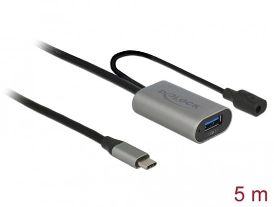 DeLOCK 85391 USB-kabel USB 3.2 Gen 1 (3.1 Gen 1) 5 m USB A USB C Zwart, Grijs
