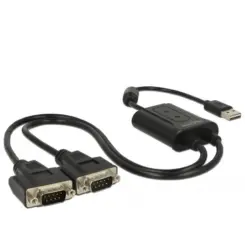 DeLOCK 63950 seriële kabel Zwart 0,6 m USB 2.0 Type-A 2 x RS-232 DB9