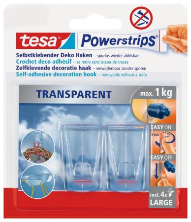 tesa Powerstrips transparant Deco Haken Large
