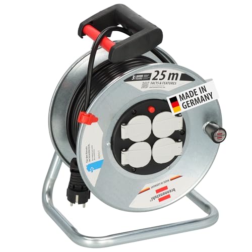 Brennenstuhl 25m H05VV-F 3G1,5 power uitbreiding 4 AC-uitgang(en) Zwart, Rood, Zilver, Wit