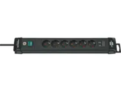 Brennenstuhl 1951160602 power uitbreiding 3 m 6 AC-uitgang(en) Binnen Zwart