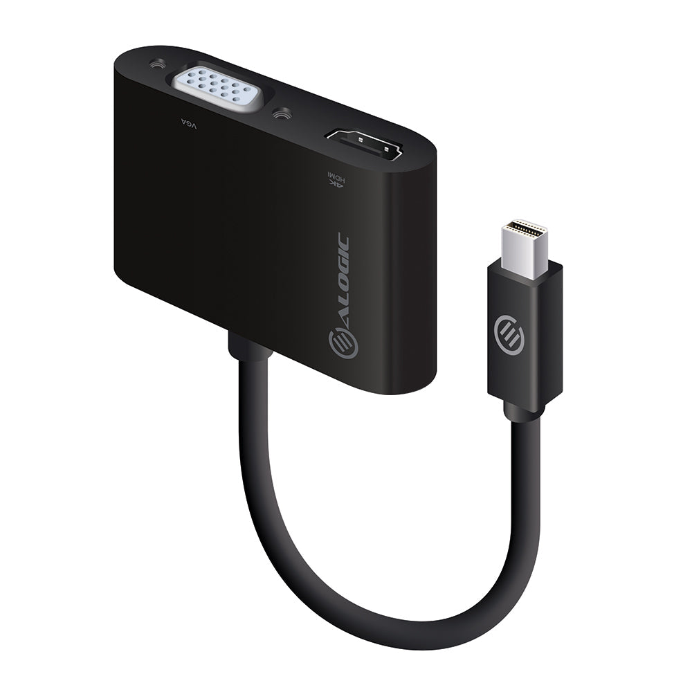 ALOGIC MDP-VGHD4K-ADP video kabel adapter Mini DisplayPort HDMI + VGA (D-Sub) Zwart