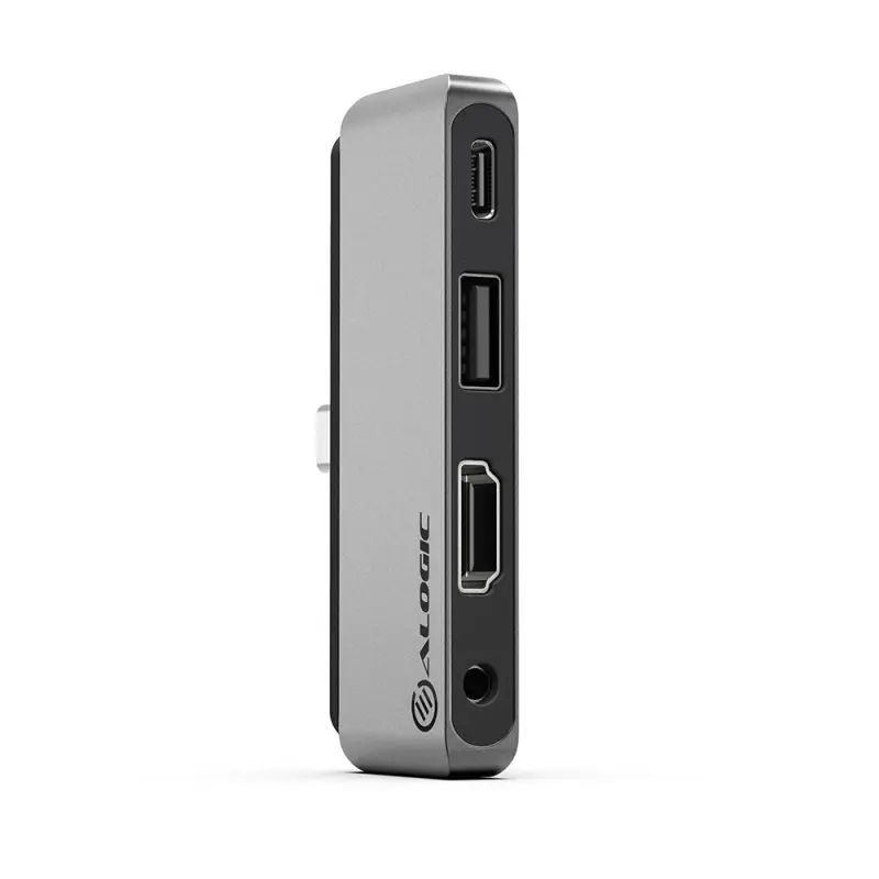 ALOGIC UCANCHD laptop dock & poortreplicator USB 2.0 Type-C Zwart, Grijs