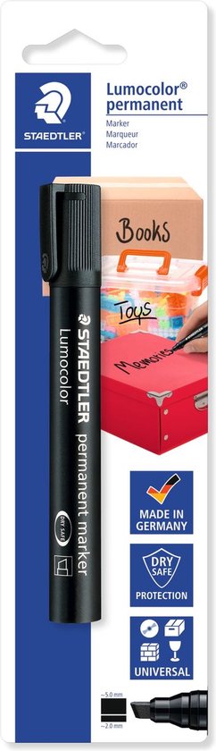 Staedtler Lumocolor 350 permanente marker Beitelvormige punt Zwart 1 stuk(s)