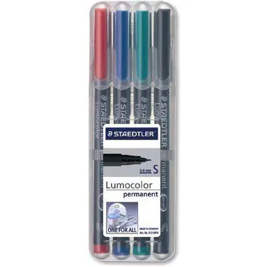 Staedtler 314 WP4 permanente marker Zwart, Blauw, Groen, Rood 1 stuk(s)