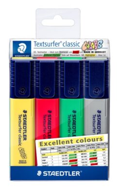 Staedtler 364 CWP4-X markeerstift 4 stuk(s) Beitelvormige punt Groen, Grijs, Rood, Geel