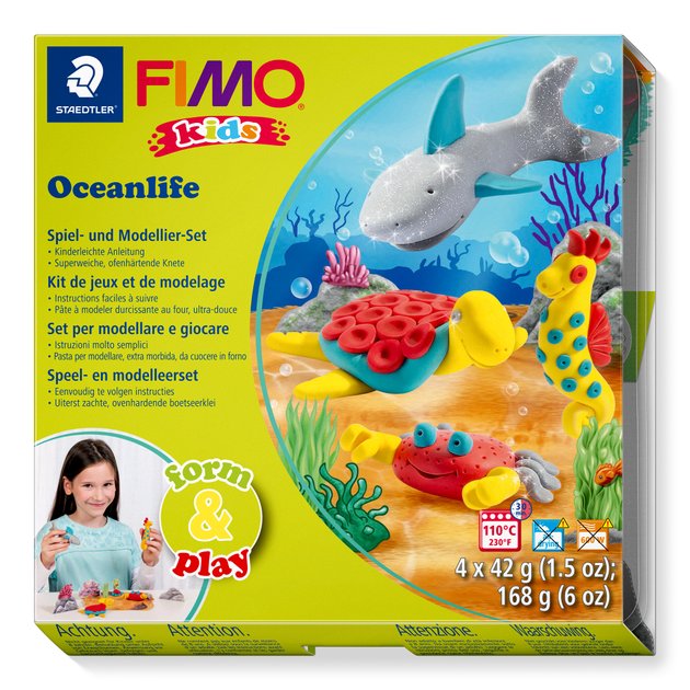 Staedtler FIMO kids 8034 Boetseerklei 42 g Grijs, Rood, Turkoois, Geel 1 stuk(s)