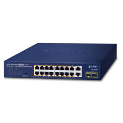 PLANET 16-Port 10/100/1000T 802.3at Unmanaged Gigabit Ethernet (10/100/1000) Power over Ethernet (PoE) Blauw