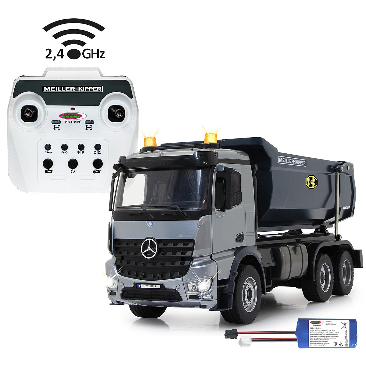 Jamara Dump truck Mercedes Benz Arocs 1:20 Metal Meiller 2,4GHz