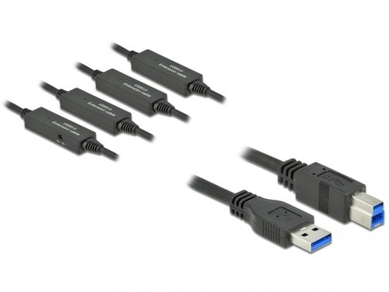 DeLOCK 85382 USB-kabel USB 3.2 Gen 1 (3.1 Gen 1) 20 m USB A USB B Zwart