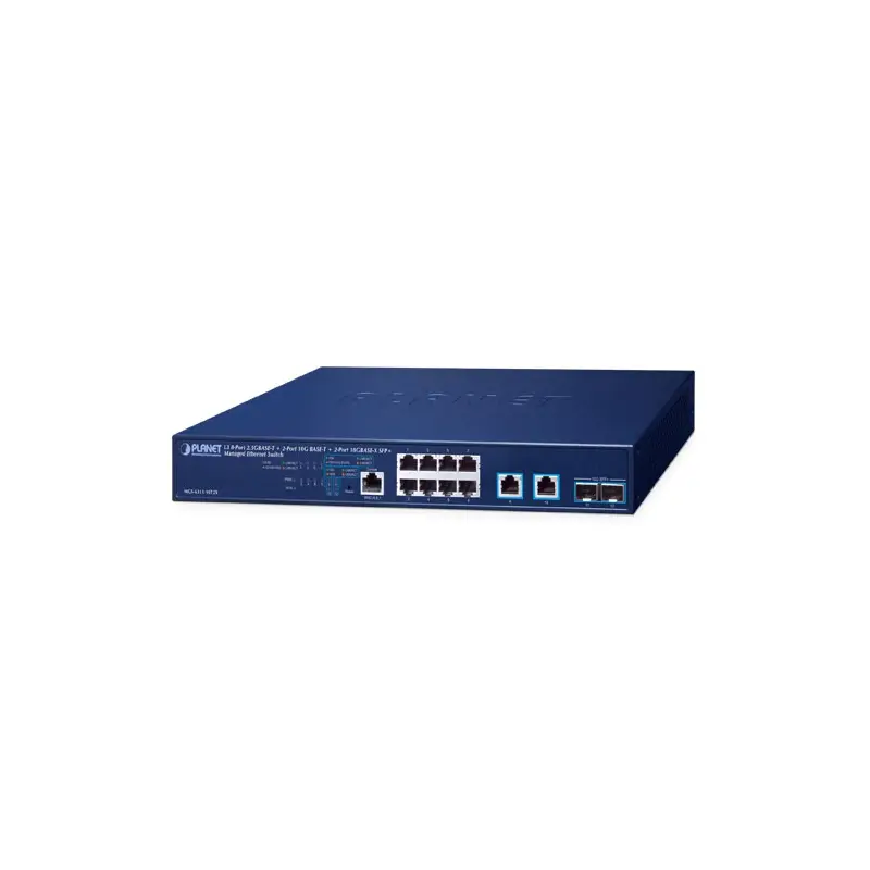 PLANET Layer 3 8-Port 2.5GBASE-T + Managed L3 10G Ethernet (100/1000/10000) 1U Blauw