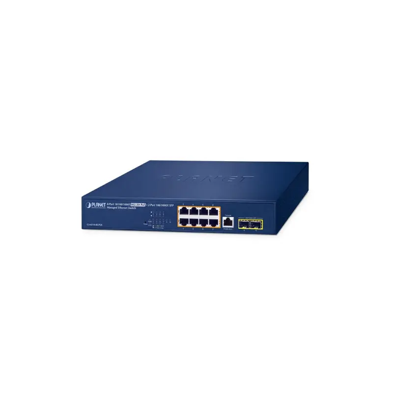 PLANET IPv6/IPv4, 8-Port Managed L2/L4 Gigabit Ethernet (10/100/1000) Power over Ethernet (PoE) 1U Blauw