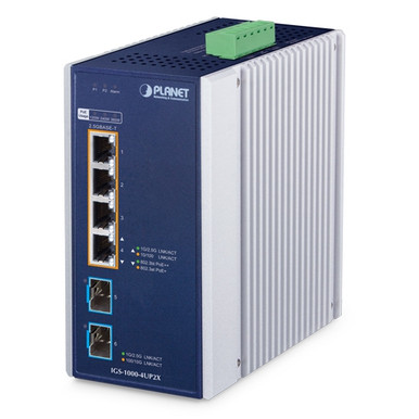 PLANET IGS-1000-4UP2X netwerk-switch 2.5G Ethernet (100/1000/2500) Power over Ethernet (PoE) Aluminium, Blauw