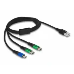 DeLOCK 87882 USB-kabel USB 2.0 1 m USB A 2 x USB C/Micro-USB B Zwart, Blauw, Groen