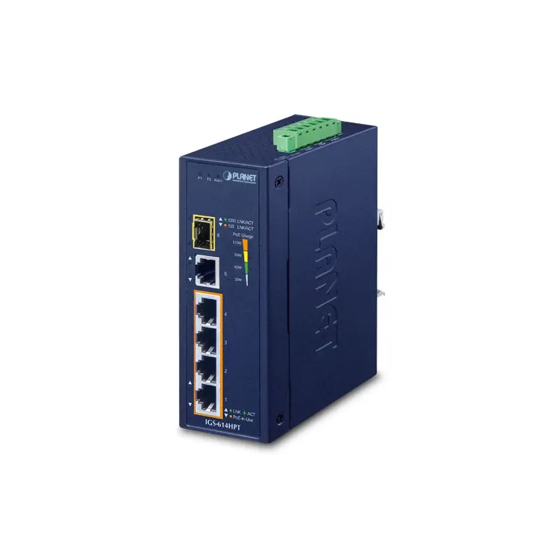 PLANET IGS-614HPT netwerk-switch Unmanaged Gigabit Ethernet (10/100/1000) Power over Ethernet (PoE) Blauw