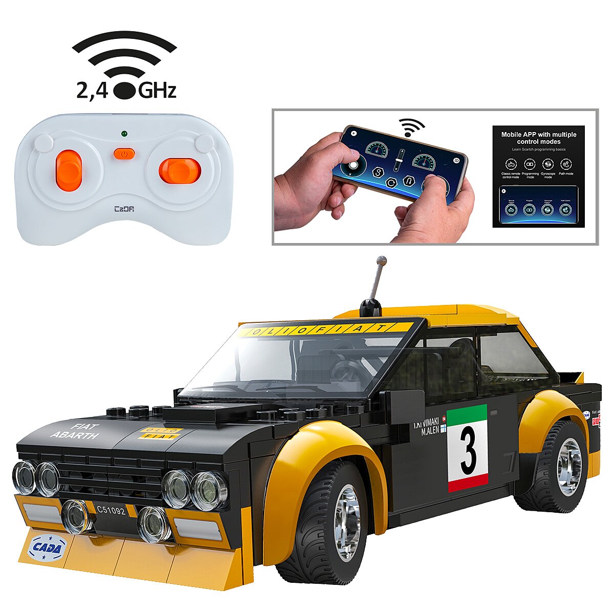Jamara CaDA Fiat Abarth 131 radiografisch bestuurbaar model Auto Elektromotor 1:20