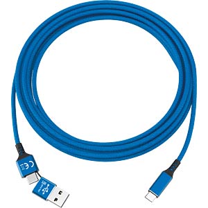 smrter SPEEDY Daten-& Ladekabel, Type USB-C, 100cm, blue retail