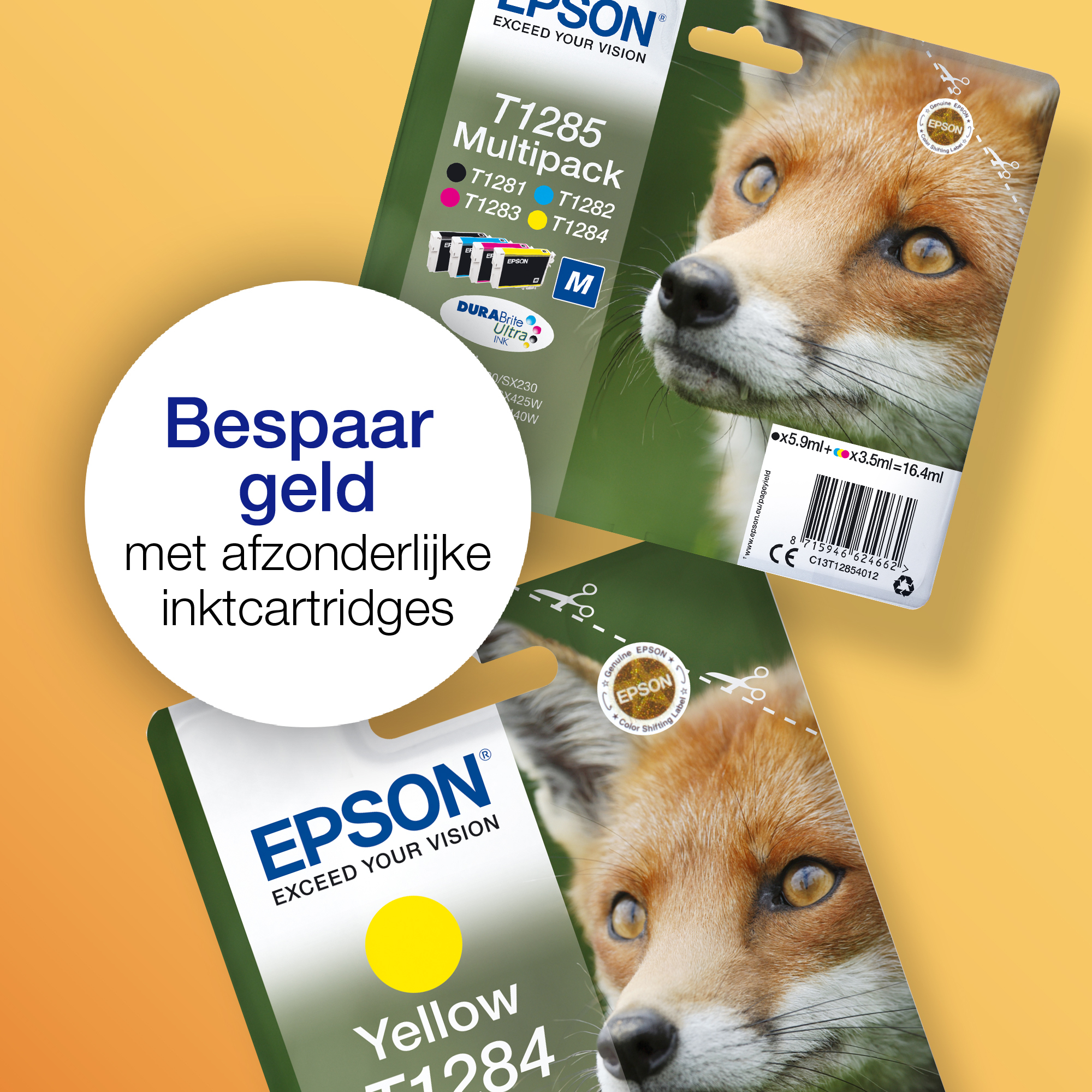 Epson Fox T1285 Vos DURABrite Ultra multipack vierkleureninkt - Afbeelding 3