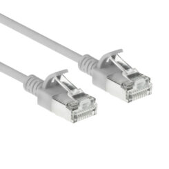 ACT Grijze 4 meter LSZH S/FTP CAT6A slimline patchkabel snagless met RJ45 connectoren