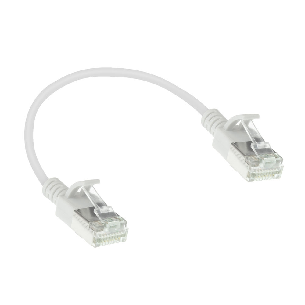 ACT Witte 0,25 meter LSZH U/FTP CAT6A datacenter slimline patchkabel snagless met RJ45 connectoren - Afbeelding 3